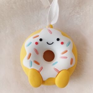 Yellow and White Donut Ornament with Sprinkles